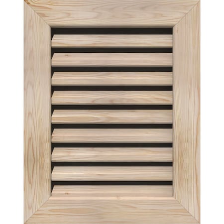 Vertical Gable Vent Unfinished, Functional, Pine Gable Vent W/ 1 X 4 Flat Trim Frame, 22W X 26H
